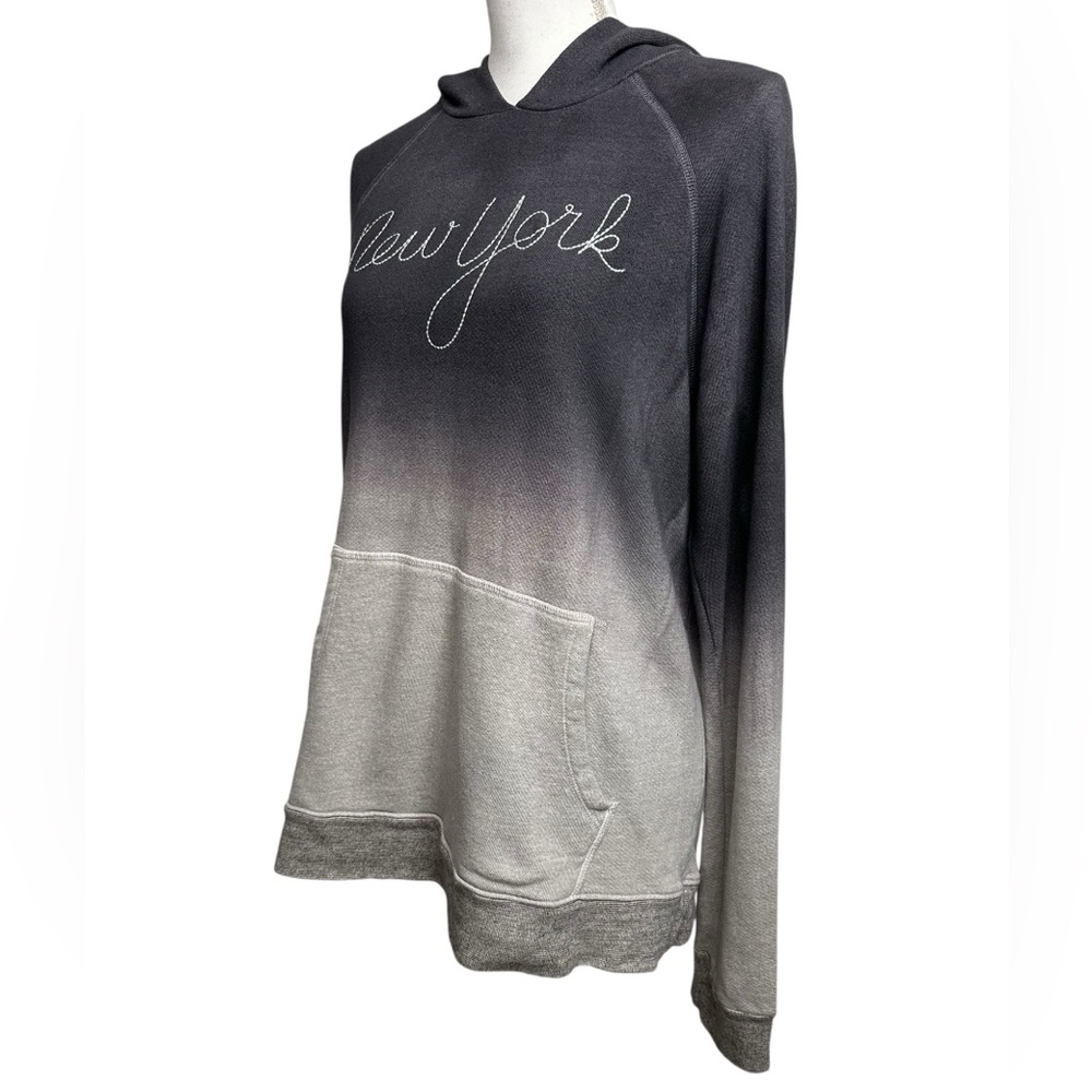 SUNDRY / Gray Ombré New York Hooded Sweatshirt / Size 3 / Casual Emo Goth - Picture 4 of 10